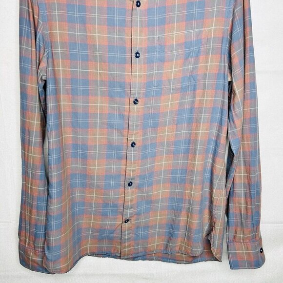 ALL SAINTS Men's Button-Down Matheson Shirt Sz S Muted Plaid Blue Pink Stretch - Picture 3 of 7